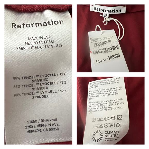 Reformation Coen Jersey Knit Long Sleeve Square Neck Mini Dress Size XS - Picture 7 of 12